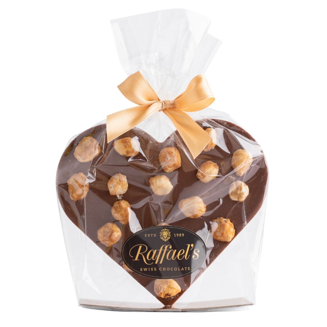 Grand Cru Vollmilch Schokoladenherz mit Haselnuss